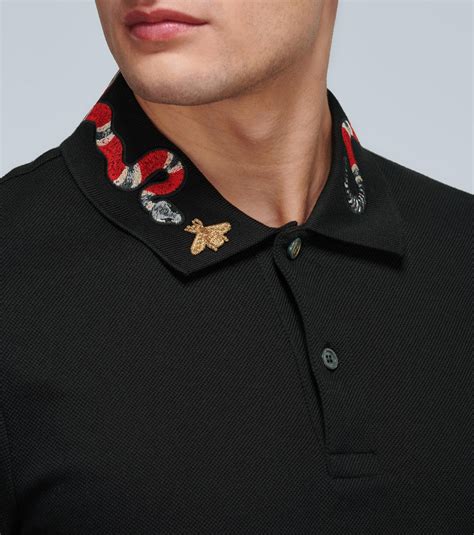 black gucci polo snake|Gucci polo shirt snake collar.